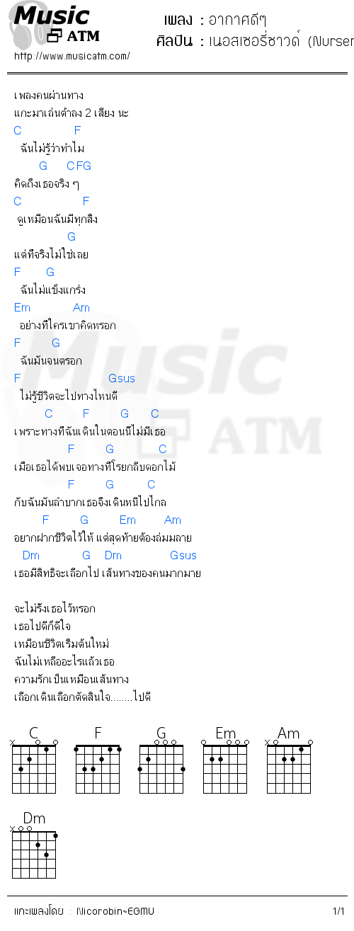 คอร์ดเพลง อากาศดีๆ