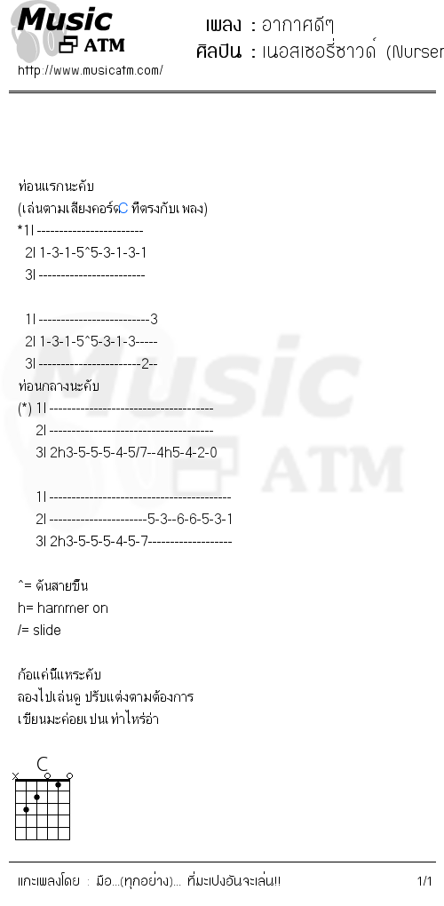 คอร์ดเพลง อากาศดีๆ