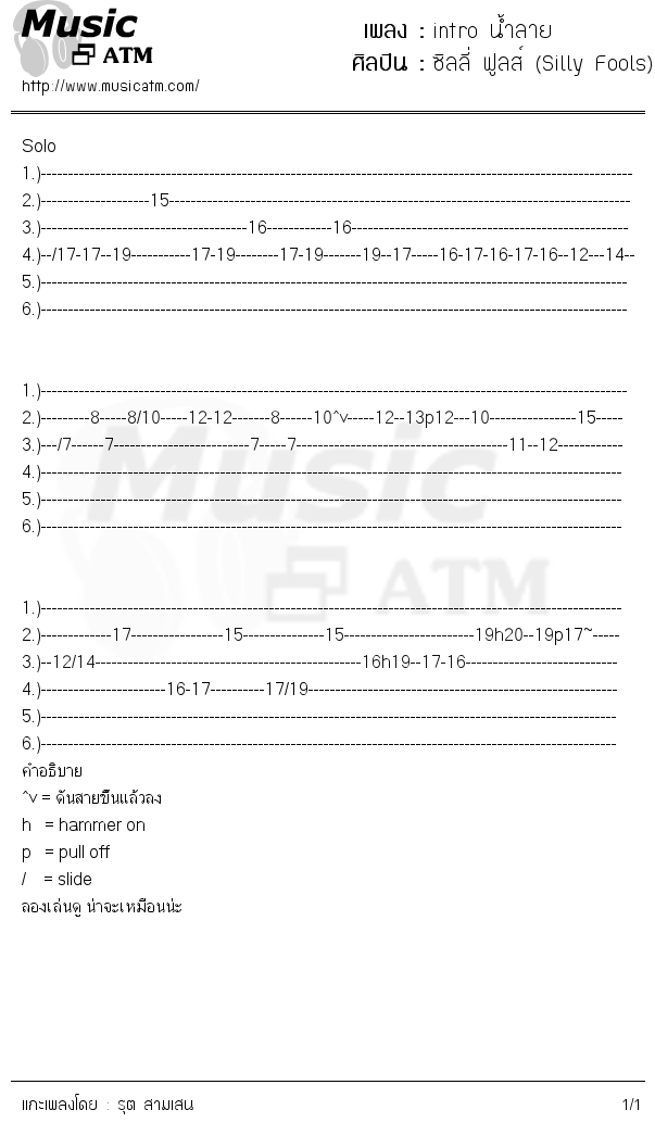 คอร์ดเพลง intro น้ำลาย