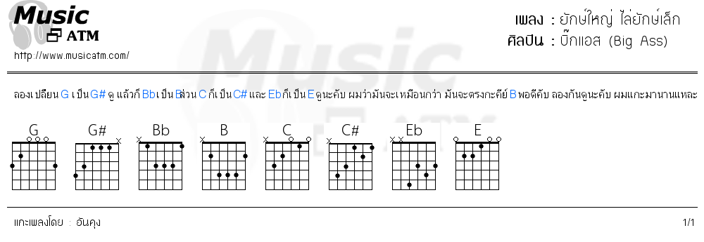 คอร์ดเพลง ยักษ์ใหญ่ ไล่ยักษ์เล็ก
