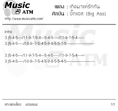 คอร์ดเพลง เกิดมาแค่รักกัน