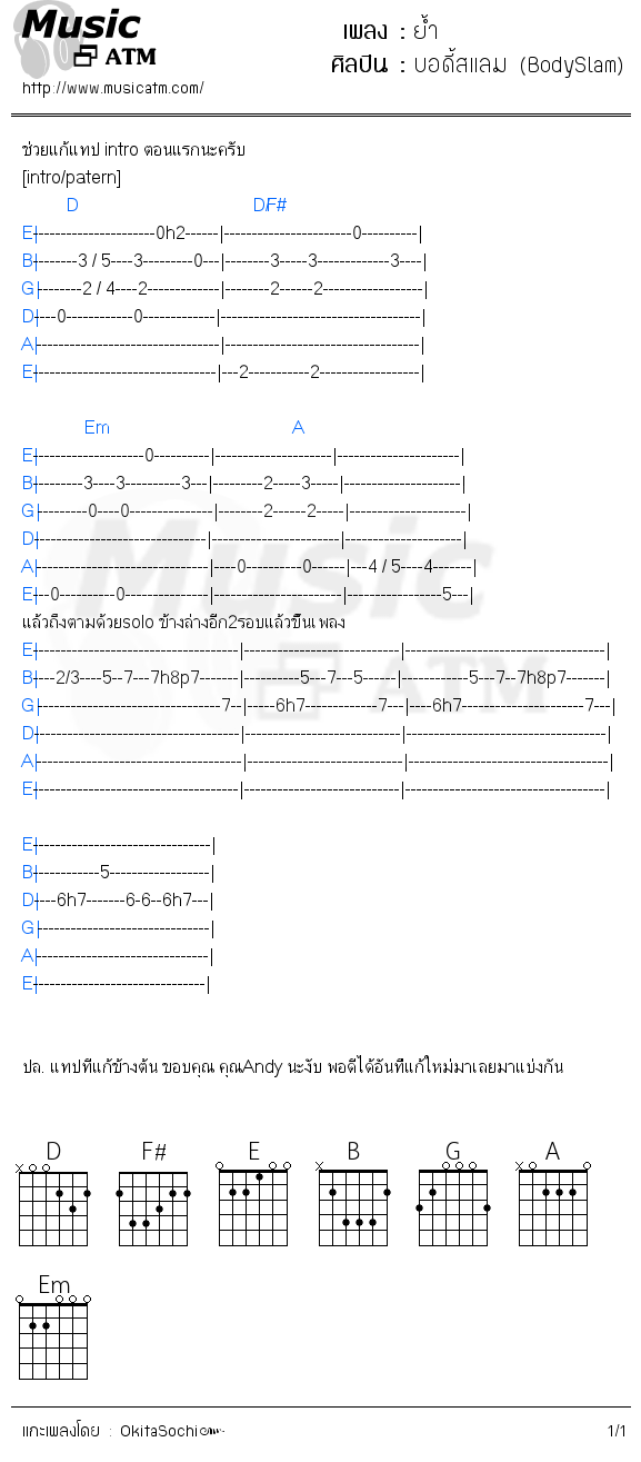คอร์ดเพลง ย้ำ