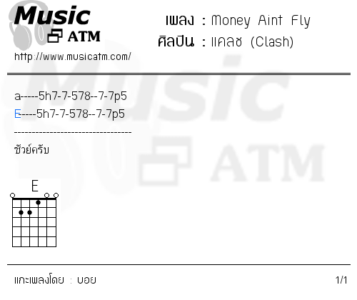 คอร์ดเพลง Money Aint Fly