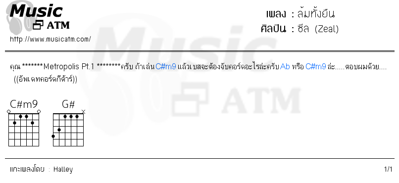 คอร์ดเพลง ล้มทั้งยืน