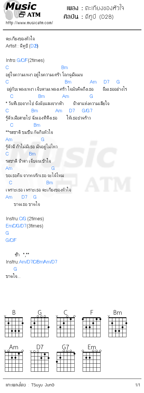 คอร์ดเพลง ตะเกียงของหัวใจ