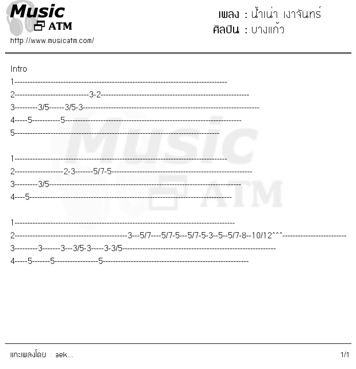 คอร์ดเพลง น้ำเน่า เงาจันทร์