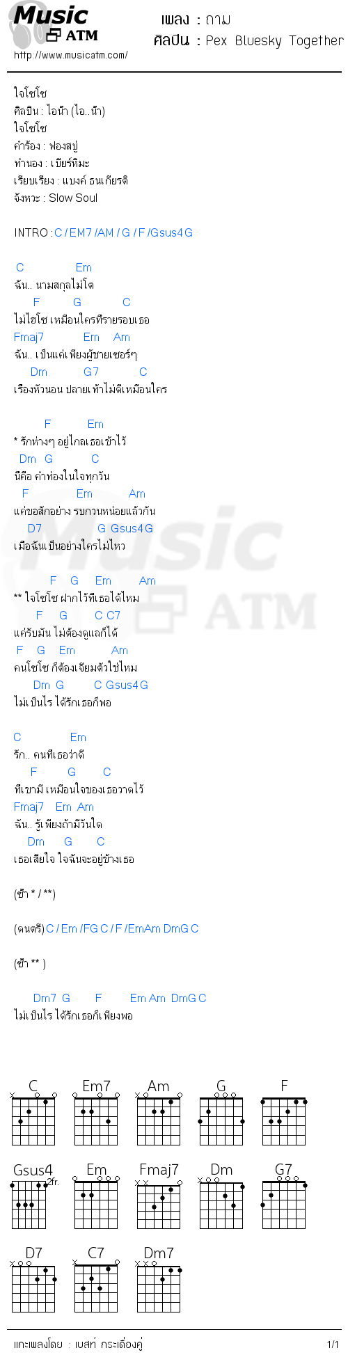 คอร์ดเพลง ถาม