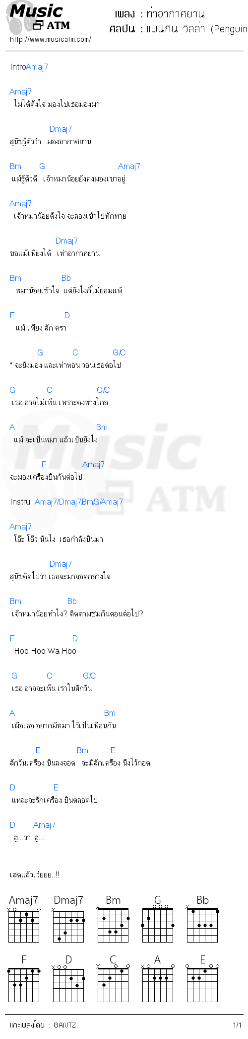 คอร์ดเพลง ท่าอากาศยาน