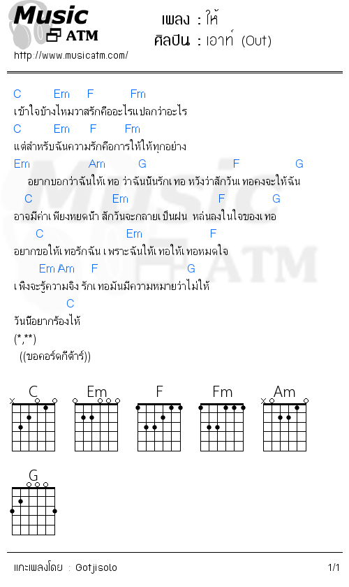 คอร์ดเพลง ให้