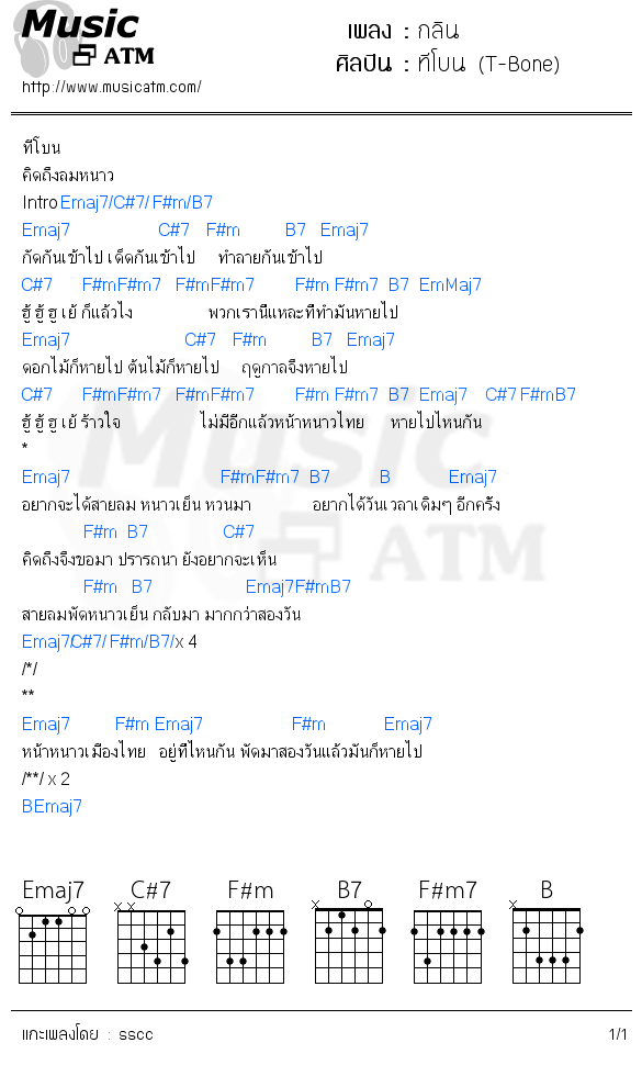 คอร์ดเพลง กลิน