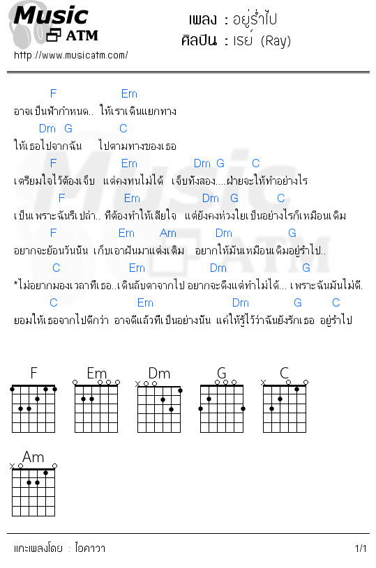 คอร์ดเพลง อยู่ร่ำไป