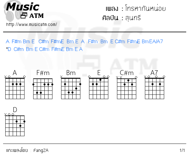 คอร์ดเพลง โทรหากันหน่อย