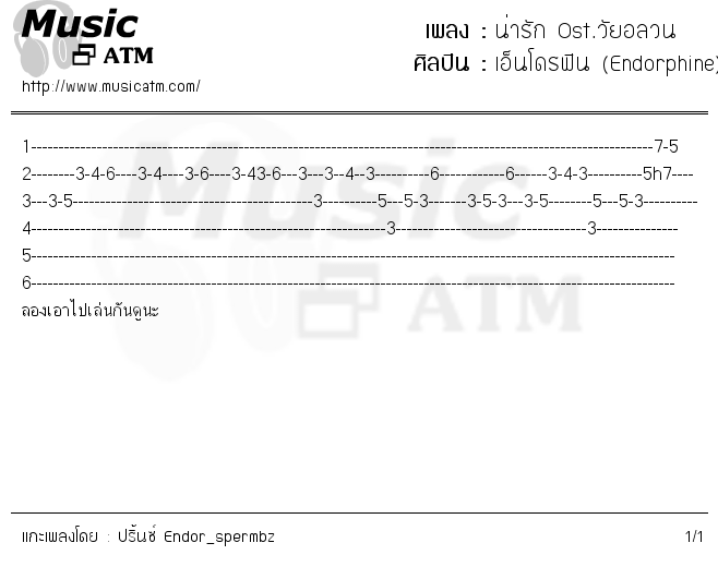 คอร์ดเพลง น่ารัก Ost.วัยอลวน