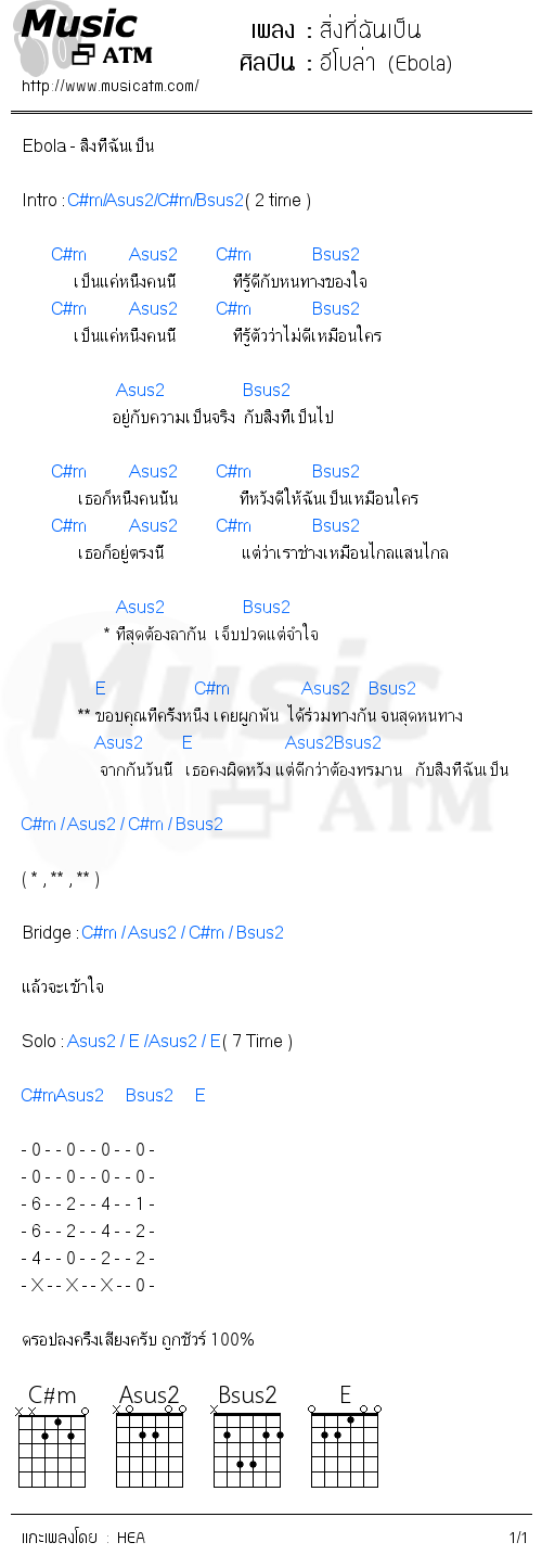 คอร์ดเพลง สิ่งที่ฉันเป็น