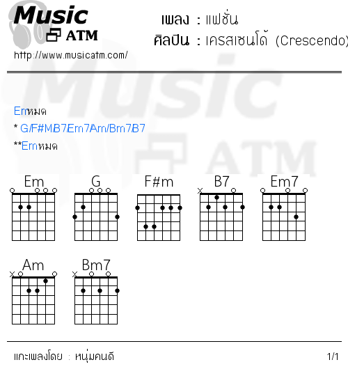 คอร์ดเพลง แฟชั่น