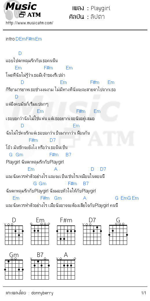 คอร์ดเพลง Playgirl