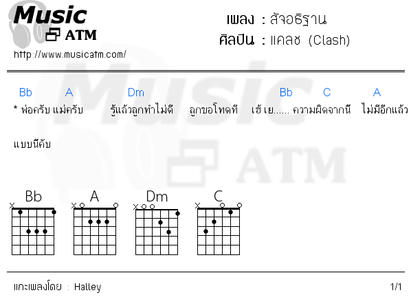 คอร์ดเพลง สัจอธิฐาน