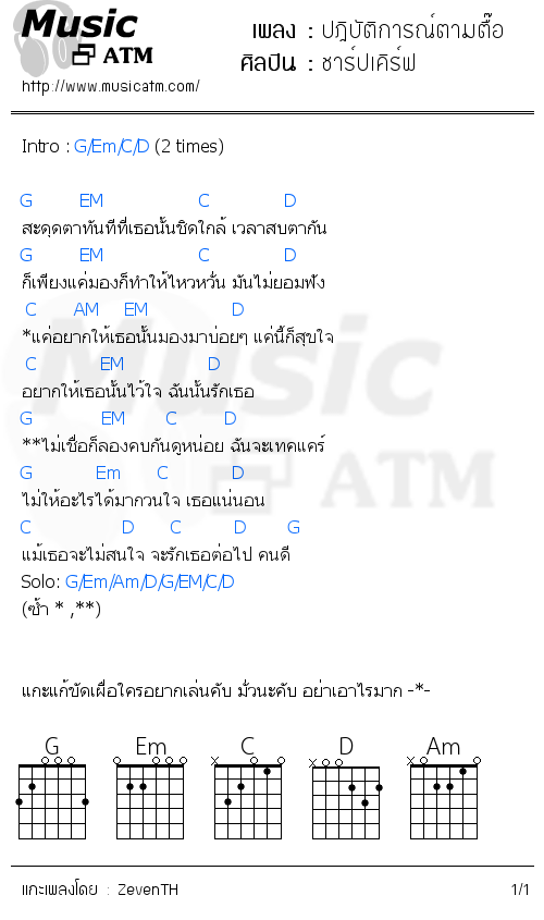 คอร์ดเพลง ปฎิบัติการณ์ตามตื๊อ