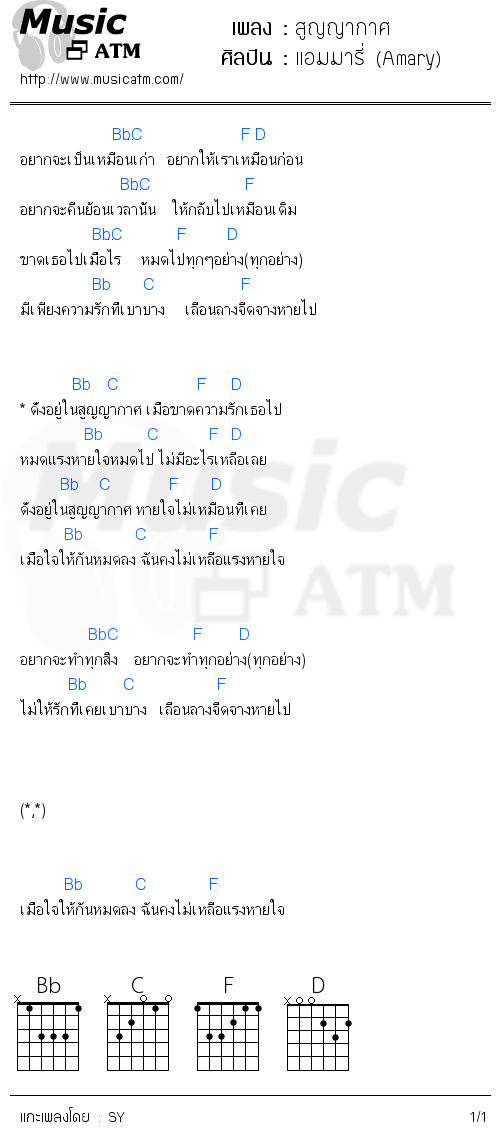 คอร์ดเพลง สูญญากาศ