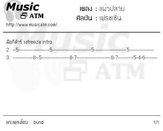 คอร์ดเพลง แผ่วปลาย