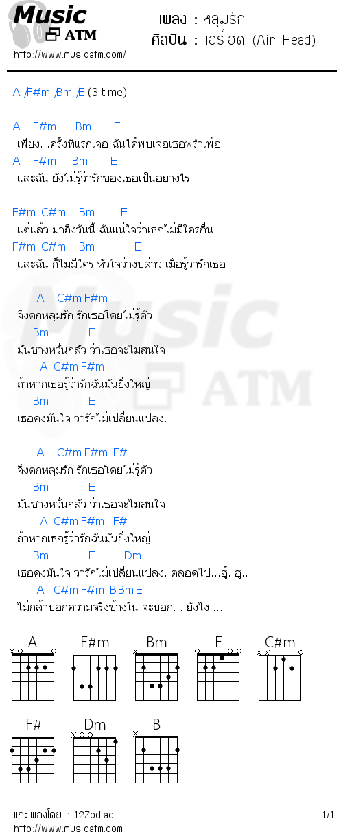 คอร์ดเพลง หลุมรัก