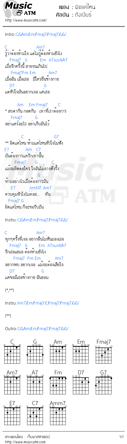 คอร์ดเพลง ผิดแค่ไหน