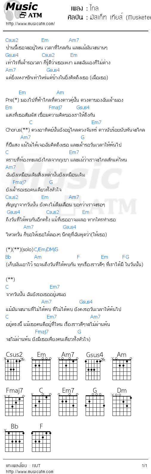 คอร์ดเพลง ไกล