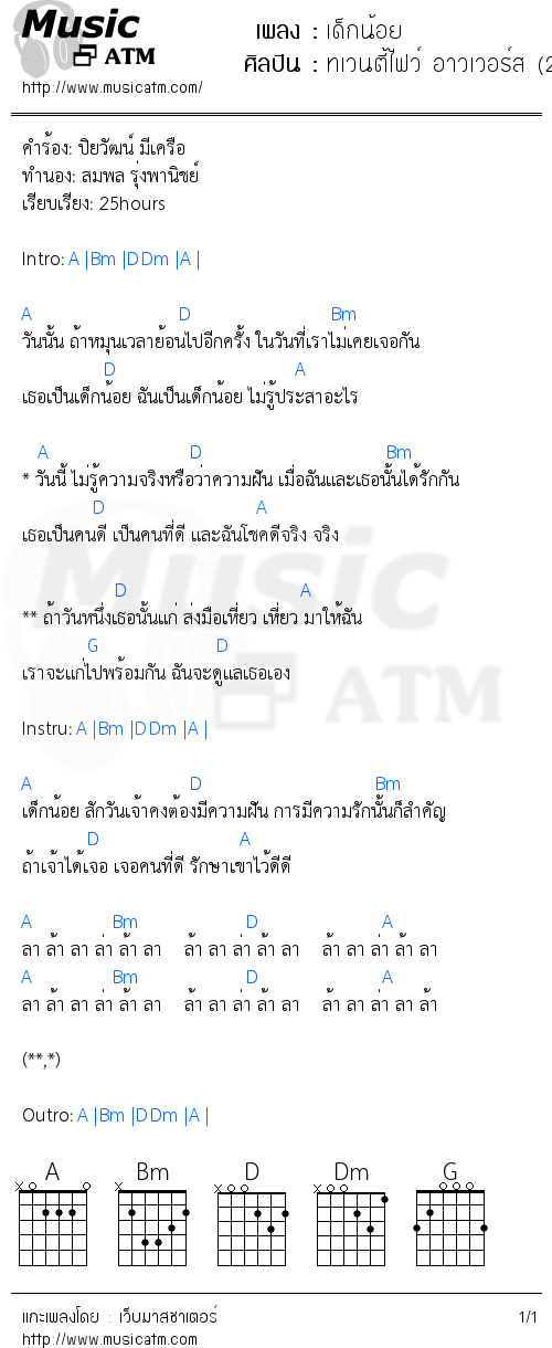 คอร์ดเพลง เด็กน้อย