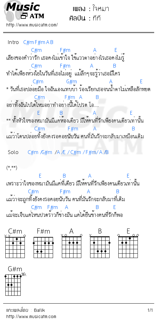 คอร์ดเพลง ใจหมา