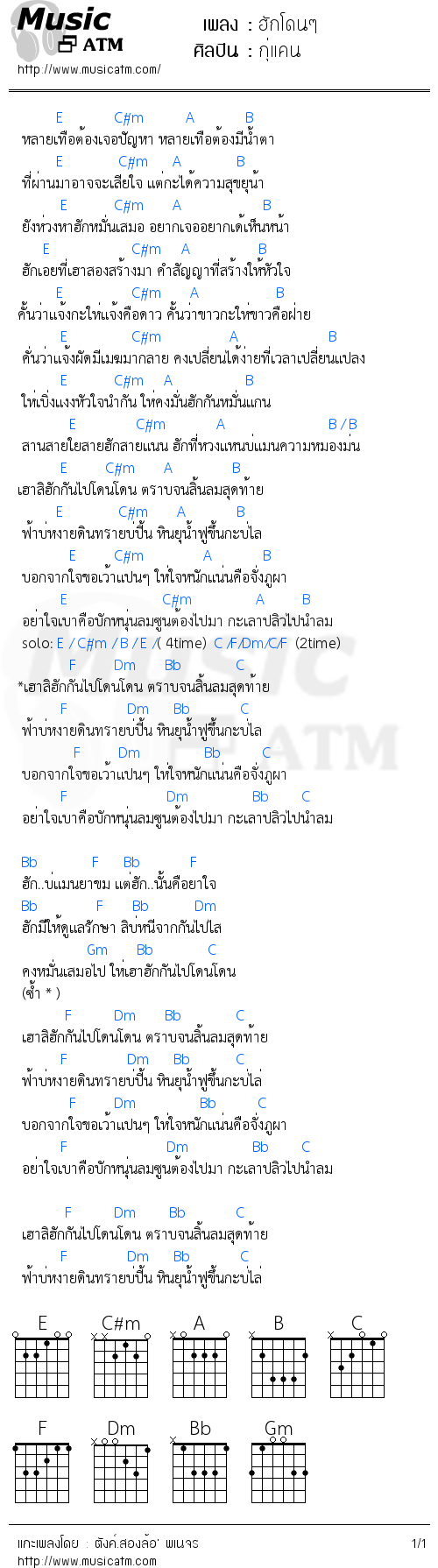 คอร์ดเพลง ฮักโดนๆ