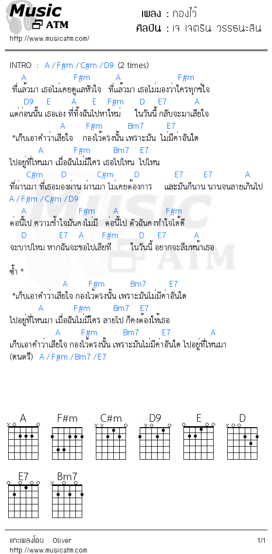 คอร์ดเพลง กองไว้