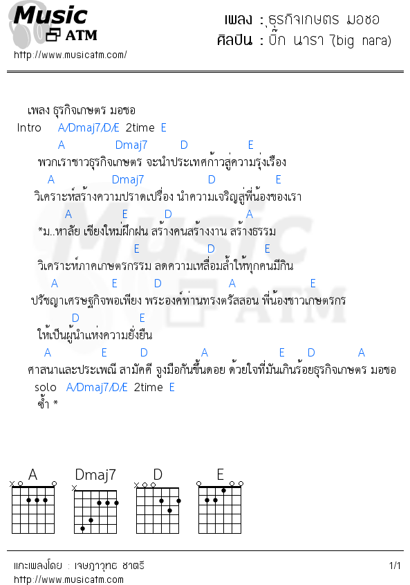 คอร์ดเพลง ุธุรกิจเกษตร มอชอ