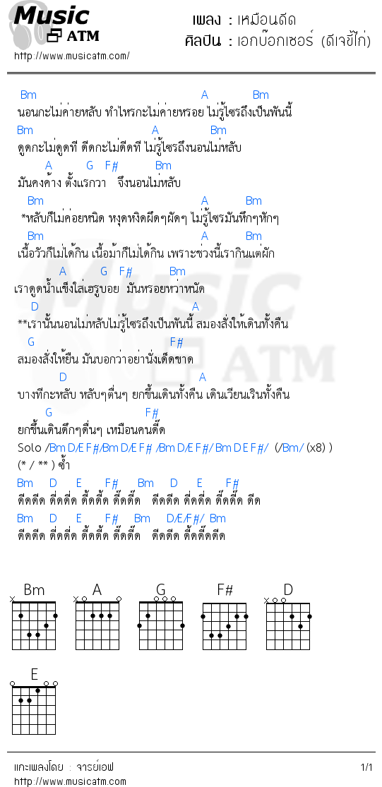 คอร์ดเพลง เหมือนดีด