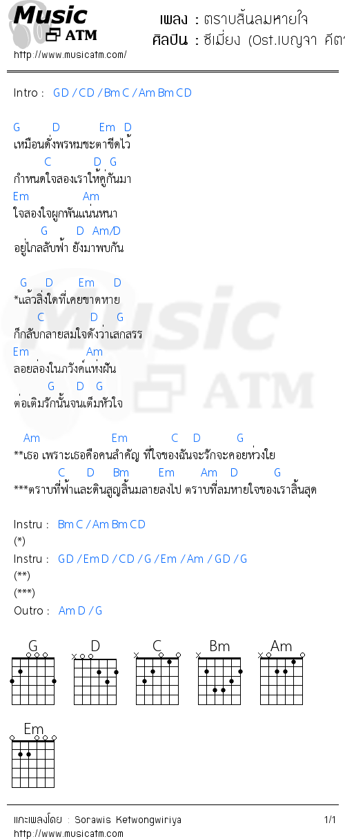 คอร์ดเพลง ตราบสิ้นลมหายใจ