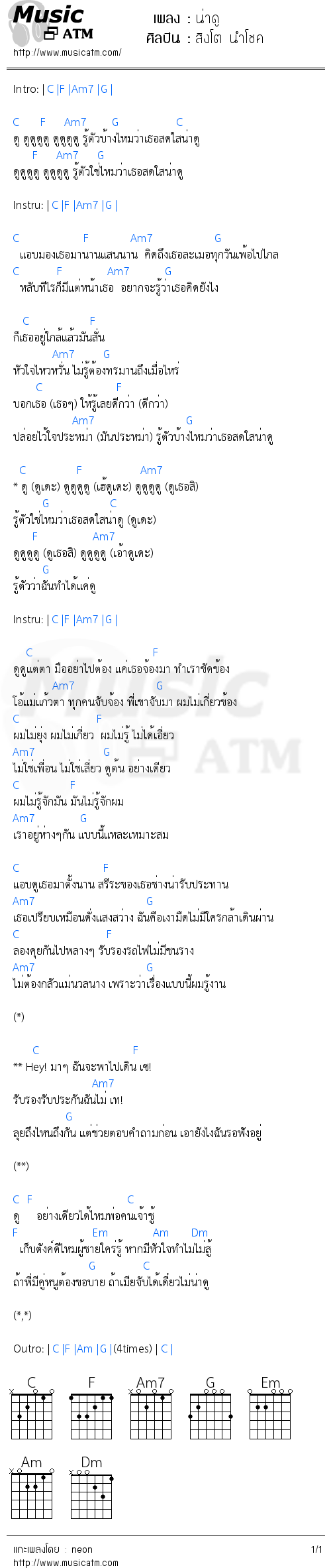 คอร์ดเพลง น่าดู