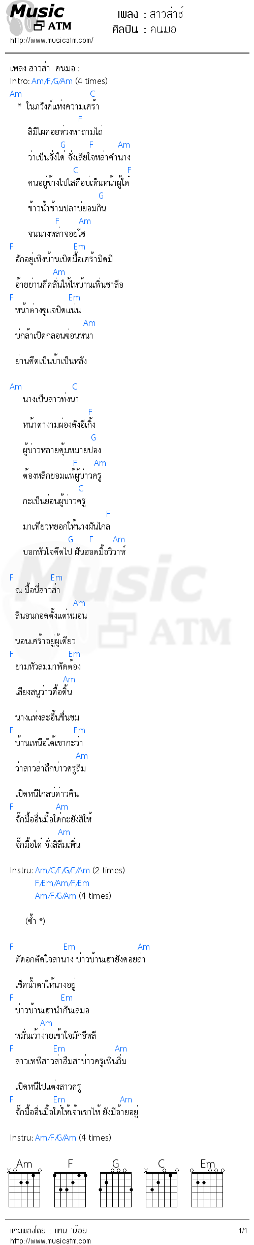 คอร์ดเพลง สาวส่าช์