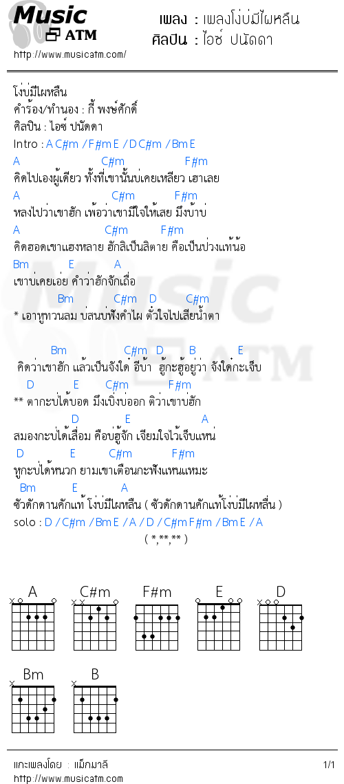 คอร์ดเพลง เพลงโง่บ่มีไผหลืน