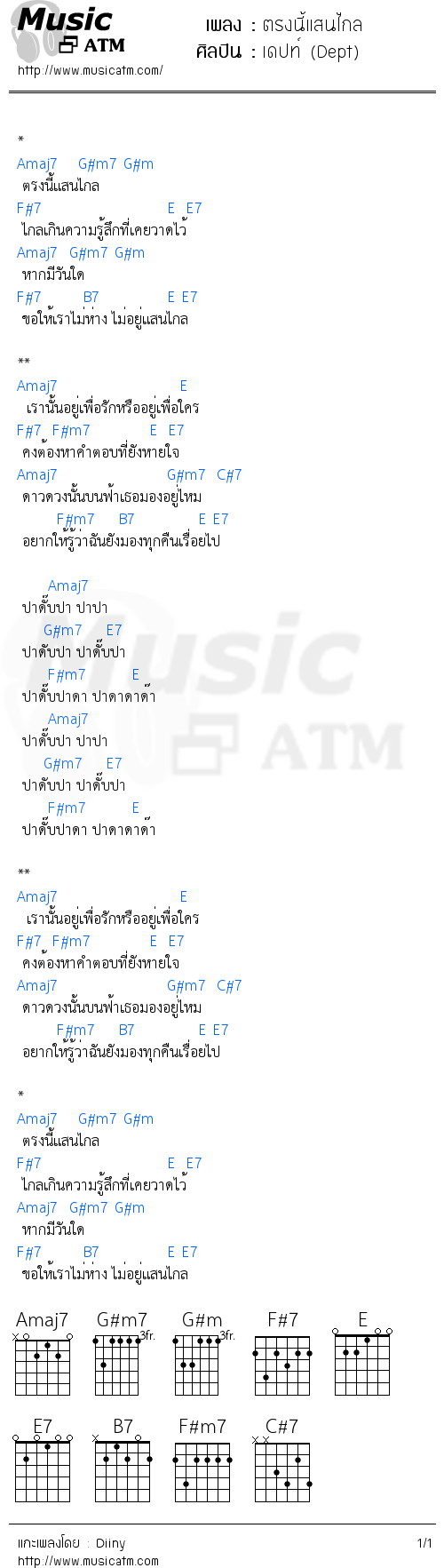 คอร์ดเพลง ตรงนี้แสนไกล