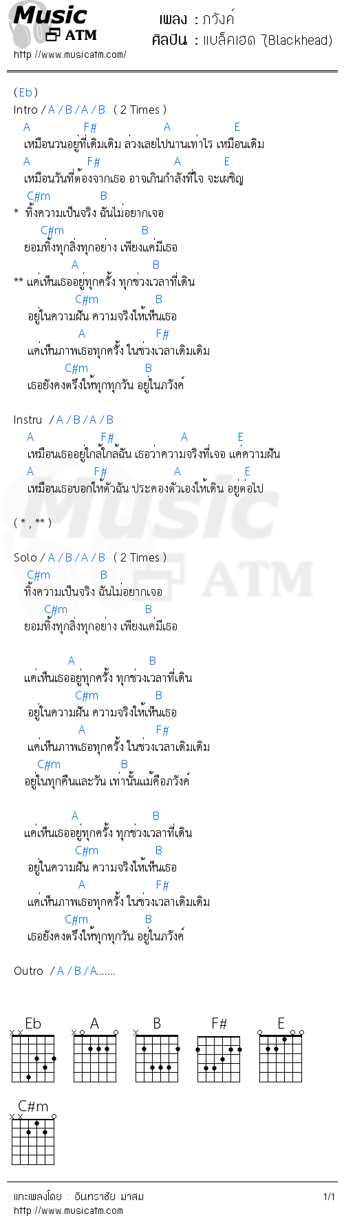 คอร์ดเพลง ภวังค์