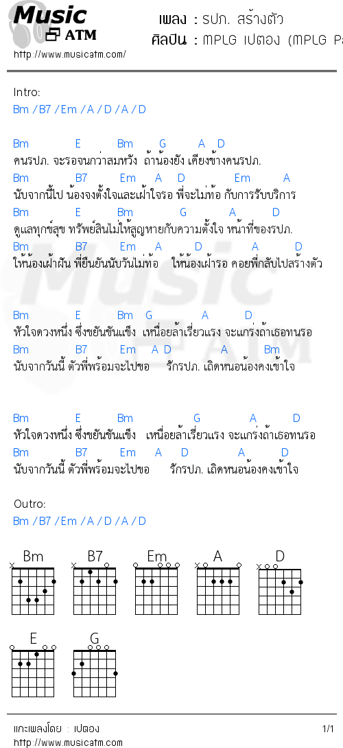 คอร์ดเพลง รปภ. สร้างตัว