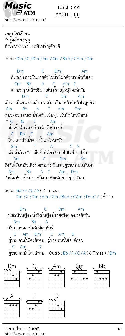 คอร์ดเพลง ซูซู
