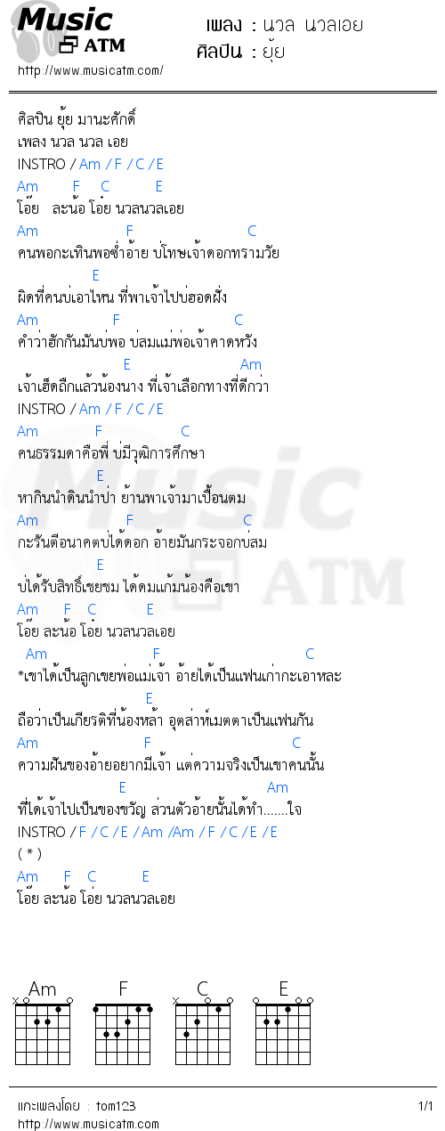 คอร์ดเพลง นวล นวลเอย