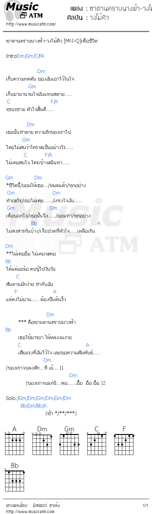 คอร์ดเพลง ซาตานคราบนางฟ้า-วงไม้คิว [MAI-Q]เพื่อชีวิต