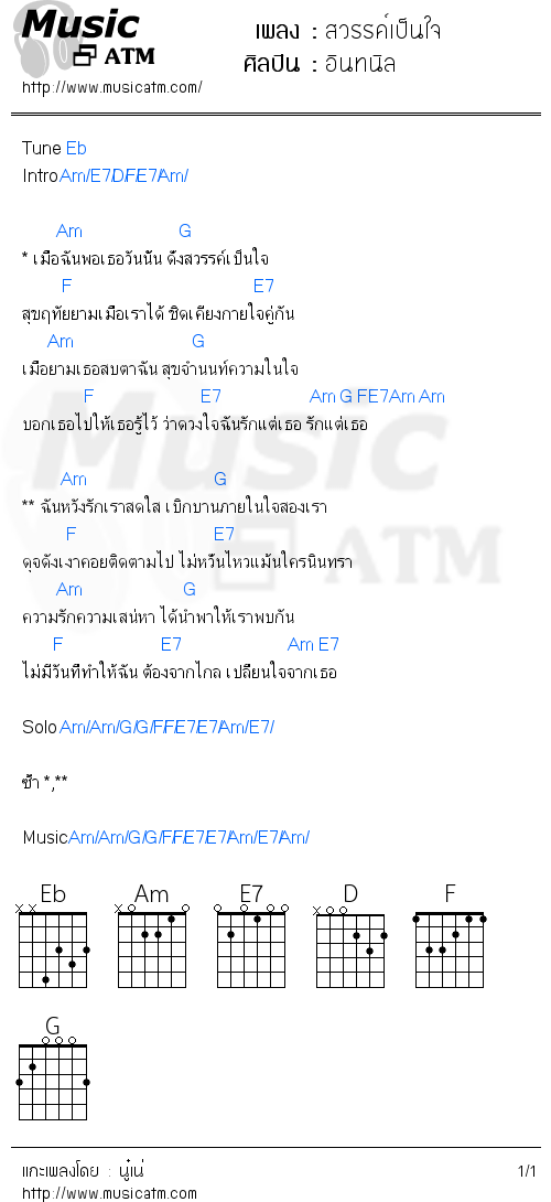 คอร์ดเพลง สวรรค์เป็นใจ