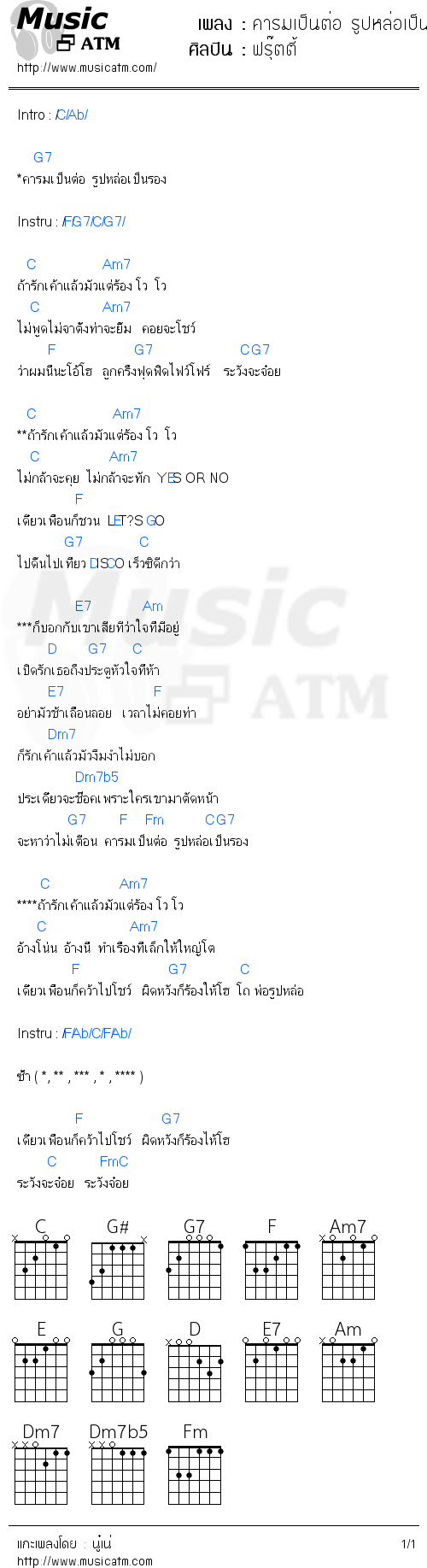 คอร์ดเพลง คารมเป็นต่อ รูปหล่อเป็นรอง