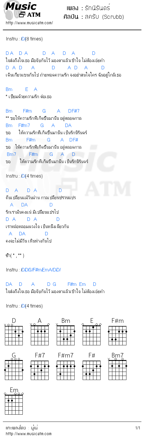 คอร์ดเพลง รักนิรันดร์