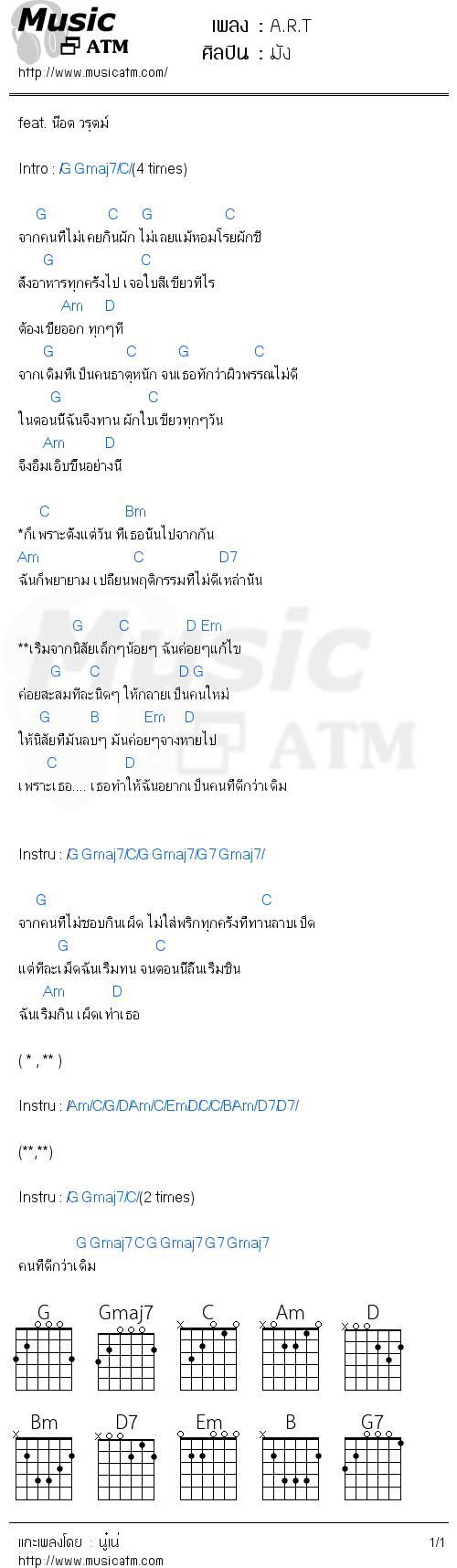 คอร์ดเพลง A.R.T