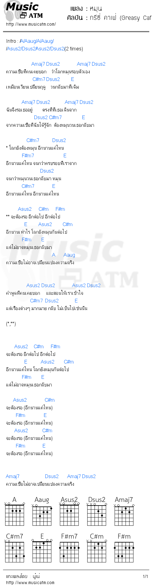 คอร์ดเพลง หมุน