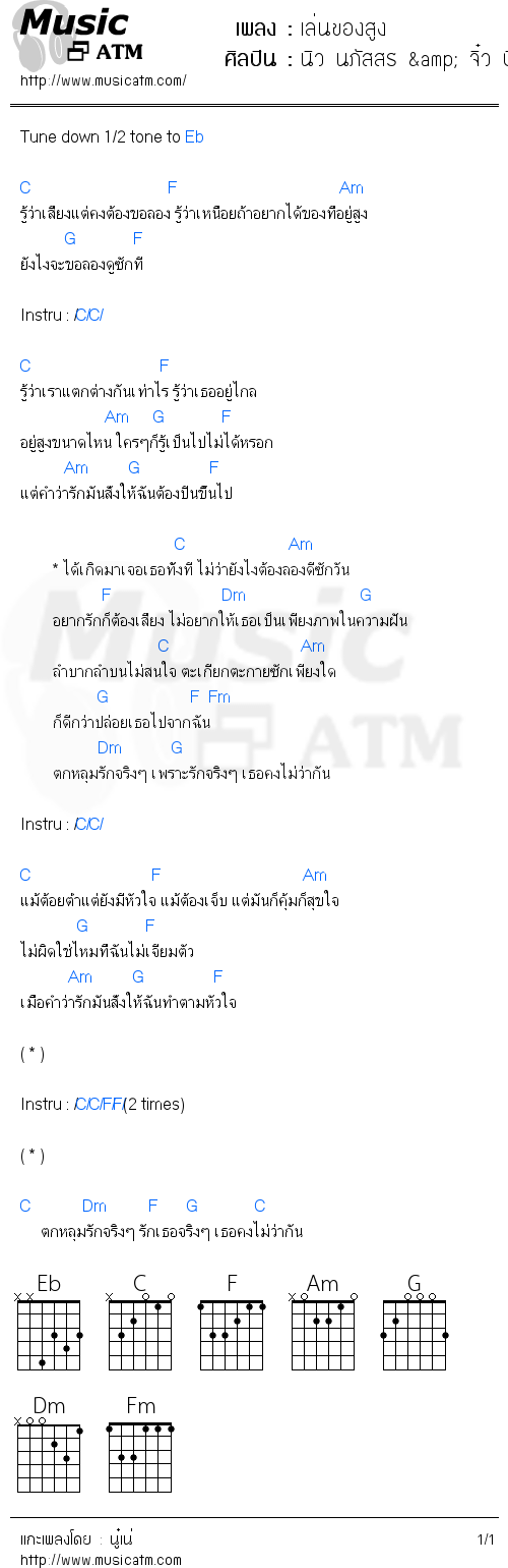 คอร์ดเพลง เล่นของสูง