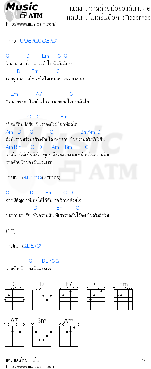 คอร์ดเพลง วาดด้วยมือของฉันและเธอ